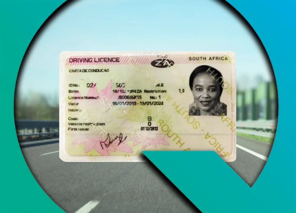 A South African driving licence card